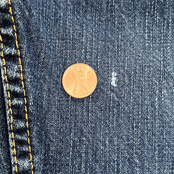 VTG Y2K True Religion Button Fly Flared Low Rise Denim Jeans Leather Patch 27 - Picture 14 of 14